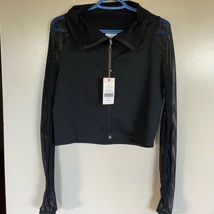 Cropped black athletic zip up